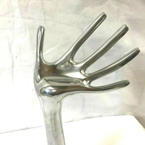 Vtg. Chrome Metal Hand Jewelry Ring Display 15" - Picture 2 of 7